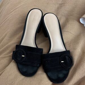 Via Spiga Black Suede Mules